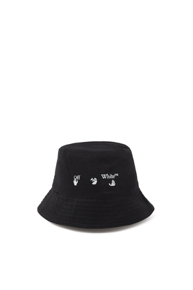 Swimming Man Logo Print Cotton Bucket Hat